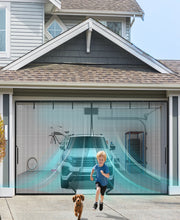 Load image into Gallery viewer, Custom Garage Screen Doors for 2 Car Garage Hands Free with Roll Up Starps for Patio Gym