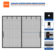 Load image into Gallery viewer, Custom Garage Screen Doors for 2 Car Garage Hands Free with Roll Up Starps for Patio Gym